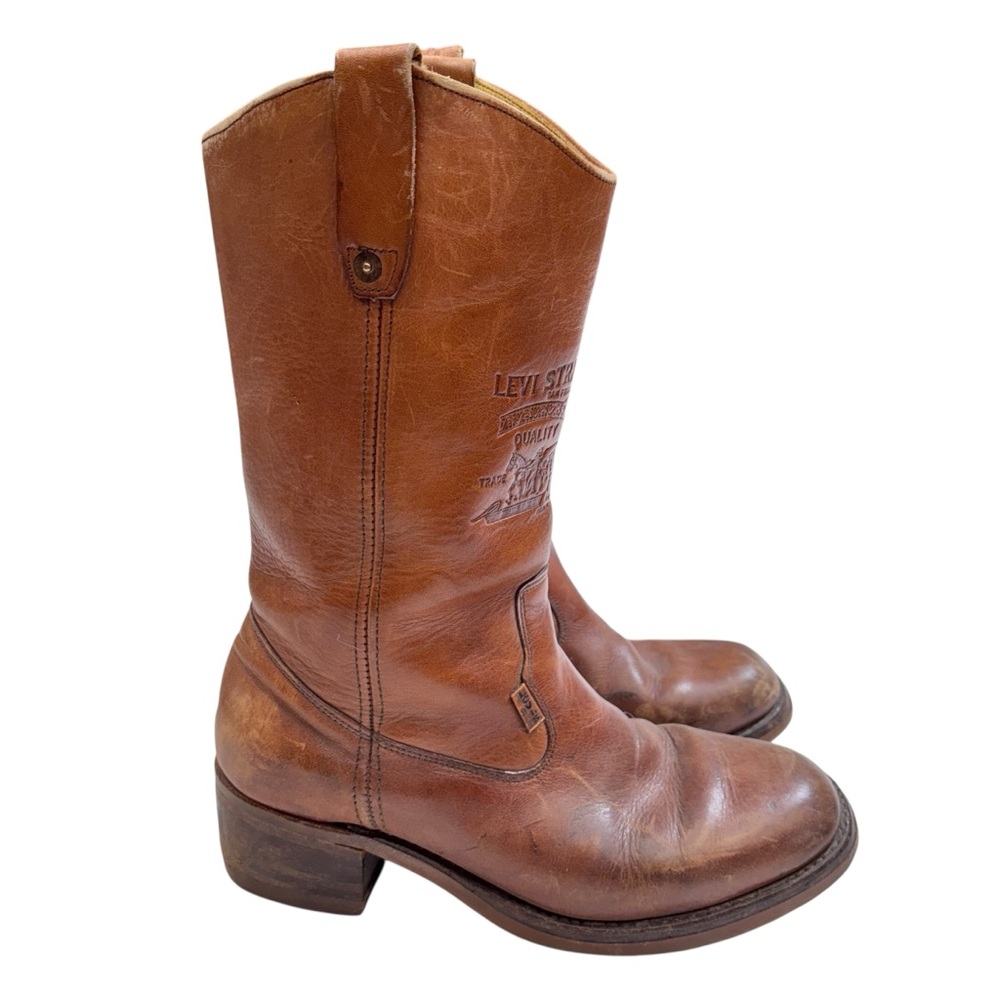 Vintage Levi Strauss & Co Men’s Tan Leather Western Cowboy Boots Size 9